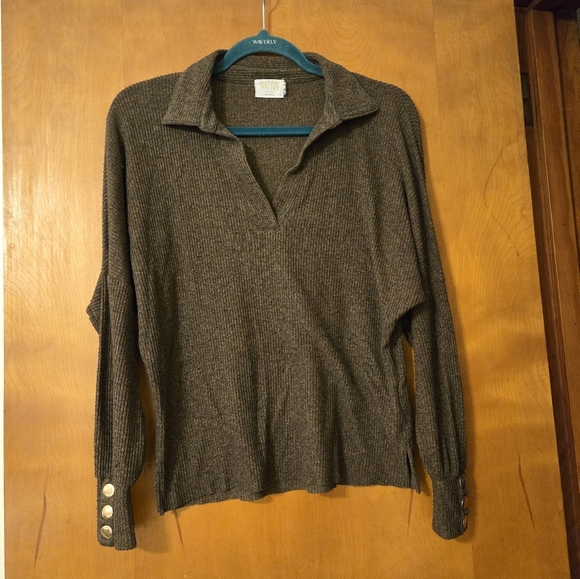 Nation LTD Scout Easy Collared Brown Long Sleeved Top Size S - Picture 1 of 5